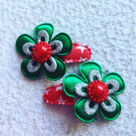 Haarspeldjes 3cm..groen/zilver/Rood