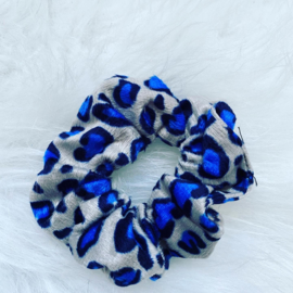 Scrunchie Leopard print (licht grijs/blauw)