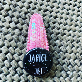 Haarspeldje Jarige jet (roze/zwart)