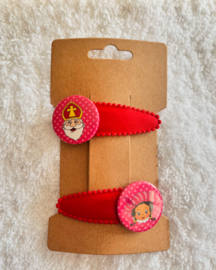 Haarspeldjes sint en piet  (Roze/Rood)