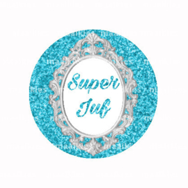 Spiegeltje super juf.. glitter blauw