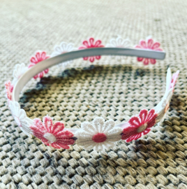 Diadeem met madeliefjes (Roze/wit