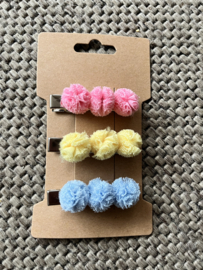 Alligator clips met pom poms