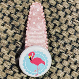 Haarclip roze flamingo met blauwe achtergond