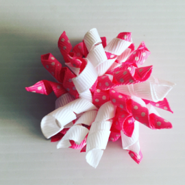 Mini Krullie wit/roze met stip