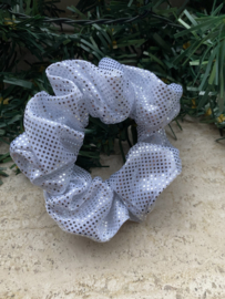 Scrunchie sprankeling wit/zilver