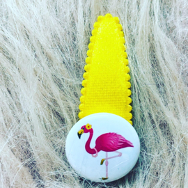 Haarclip met flamingo (geel)