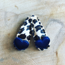 Baby haarspeldjes Leopard/Donker blauw hart