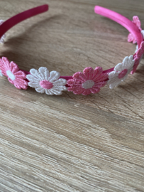 Diadeem met madeliefjes (Rose/wit)