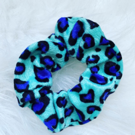 Scrunchie Leopard print (mint/blauw)