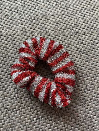 Scrunchie Rood.zilver glinsterend