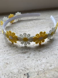 Diadeem met madeliefjes Geel/wit