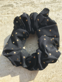 Scrunchie zwart organza gouden ster