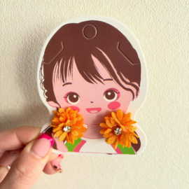 Haarelastiekjes met oranje bloemetjes