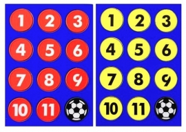 Platte magneten genummerd met voetbal