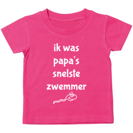Kinder T-shirt: Ik was papa's snelste zwemmer
