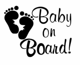Autosticker: Baby on board zwart (voetafdruk)