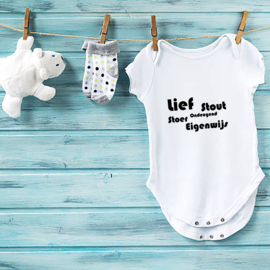 Baby romper: Lief, stout, ondeugend, stoer, eigenwijs