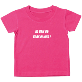 Kinder T-shirt met de opdruk: Ik ben de baas in huis