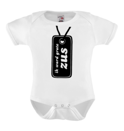 Baby romper: Ik word grote zus (naamplaatje)