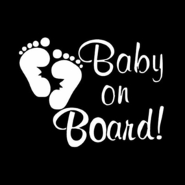 Autosticker: Baby on board wit (voetafdruk)