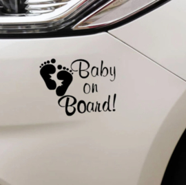 Autosticker: Baby on board wit (voetafdruk)