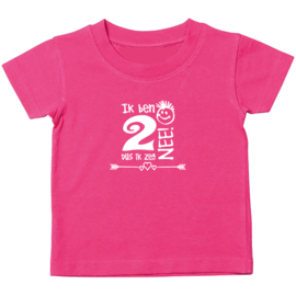 Kinder T-shirt met de opdruk: Ik ben 2 dus ik zeg NEE