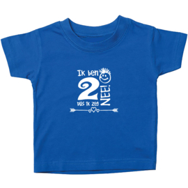 Kinder T-shirt met de opdruk: Ik ben 2 dus ik zeg NEE