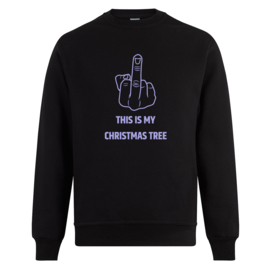 Foute kerst sweater: This is my christmas tree (met middelvinger)