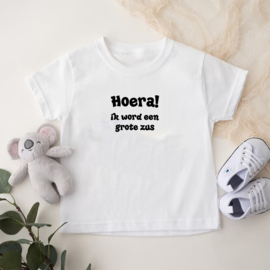 Kinder T-shirt: Hoera! ik word een grote zus