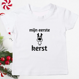 Kinder T-shirt met de opdruk: Mijn eerste kerst