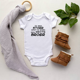 Baby romper: Ik ben stoer want ik word een grote broer