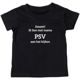Kinder T-shirt: Ssssstt ik ben met mama PSV aan het kijken