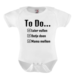 Baby romper: To do lijstje luier vullen dutje doen mama melken