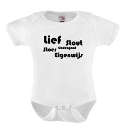 Baby romper: Lief, stout, ondeugend, stoer, eigenwijs