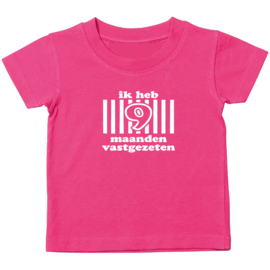 Kinder T-shirt met de opdruk: Ik heb 9 maanden vast gezeten