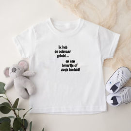 Kinder T-shirt: Ik heb de ooievaar gebeld... en een broertje of zusje besteld