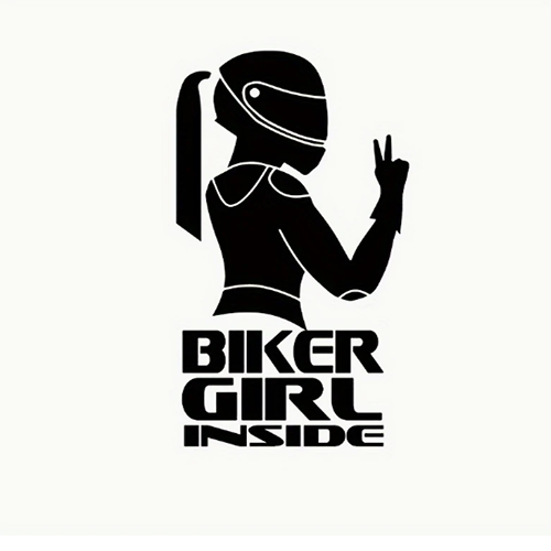 Autosticker: Biker girl inside (zwart)
