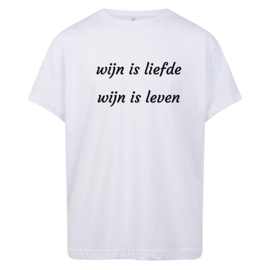 Volwassen T-shirt: Wijn is liefde wijn is leven