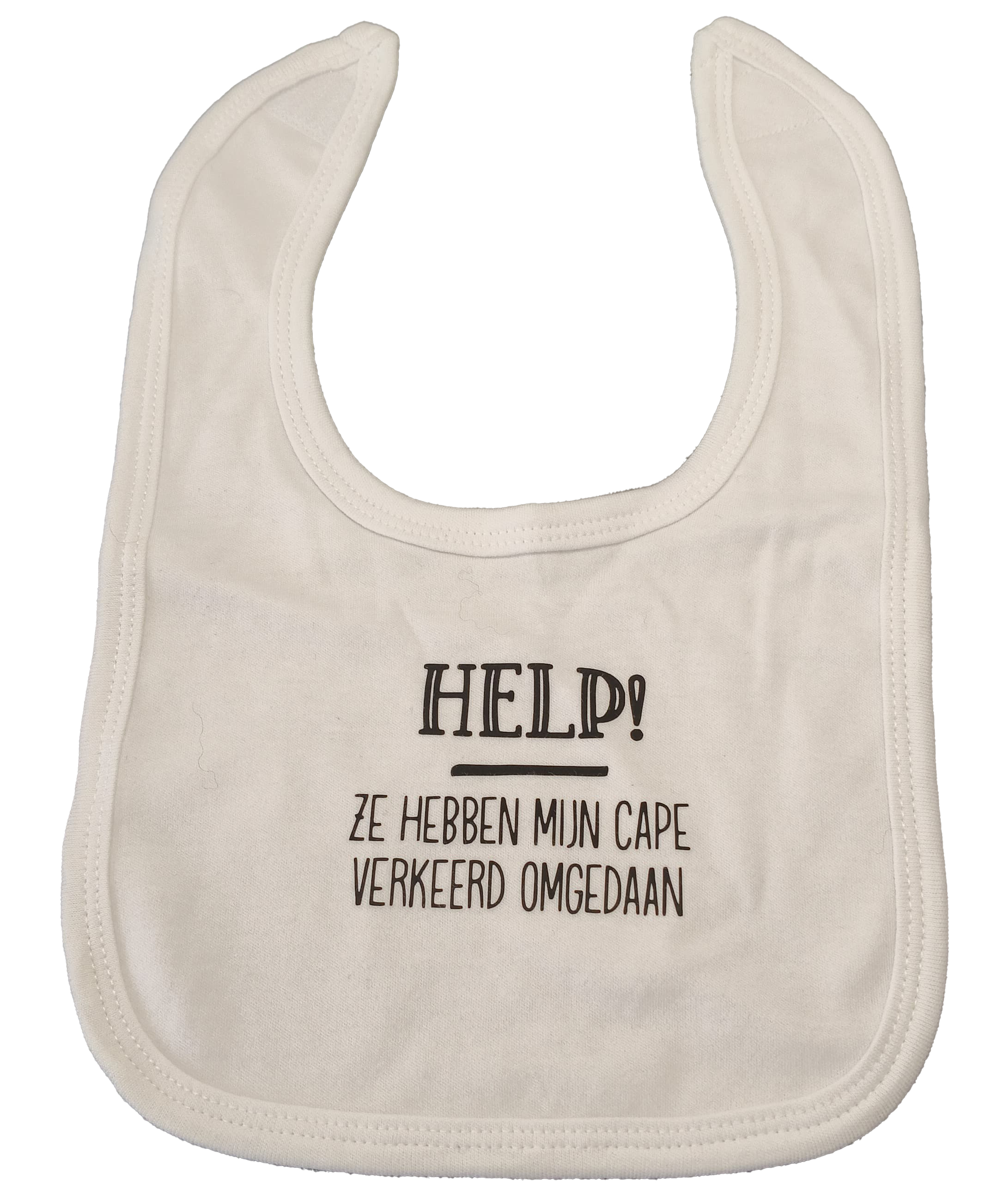Baby slabbetje: Help ze hebben mijn cape verkeerd omgedaan