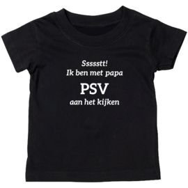 Kinder T-shirt: Ssssstt ik ben met papa PSV aan het kijken