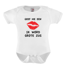 Baby romper: Geef me een kus ik word grote zus