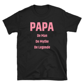 Volwassen T-shirt: Papa de man de mythe de legende