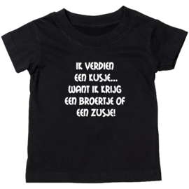 Kinder T-shirt: Ik verdien een kusje want ik krijg een broertje of zusje!