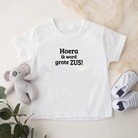 Kinder T-shirt: Hoera ik word grote zus!