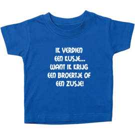 Kinder T-shirt: Ik verdien een kusje want ik krijg een broertje of zusje!