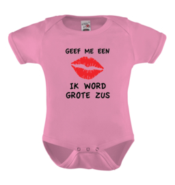 Baby romper: Geef me een kus ik word grote zus