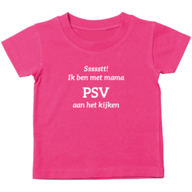 Kinder T-shirt: Ssssstt ik ben met mama PSV aan het kijken