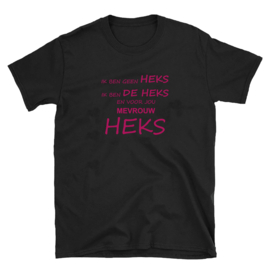 Volwassen T-shirt: Ik ben geen heks ik ben de heks en voor jou mevrouw heks