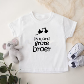 Kinder T-shirt: Ik word grote broer (ooievaar)